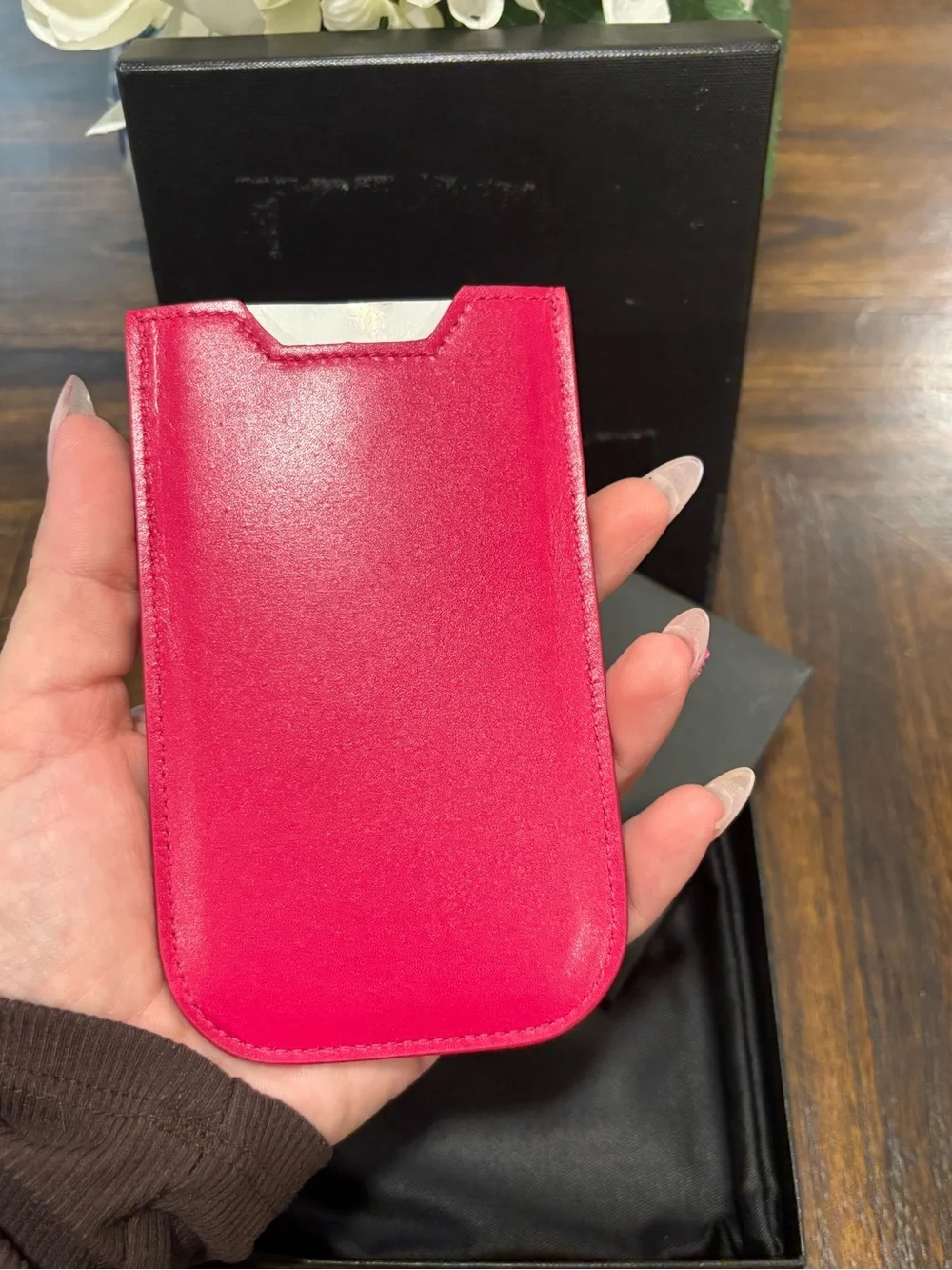 Saint Laurent Pink Leather Sunglass or Glasses Holder